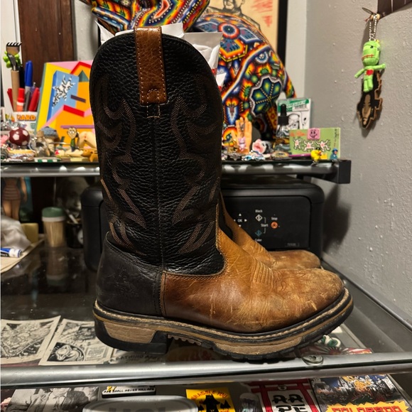 Men's Western Black & Brown Leather Cowboy Boots Sz 13 - Picture 2 of 6